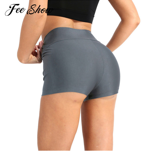 2018 Women Adult Gymnastics Workout Boxer Shorts Training Dance Sports Shorts High Waist Skinny Solid Color Stretchy Short Pants