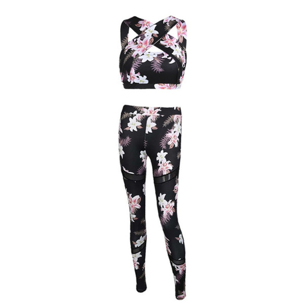 Women Flare Fitness Tracksuit Fashion 2 peice Set Tracksuit Fitness Workout Tight Crop Tank Top and Push Up Legging