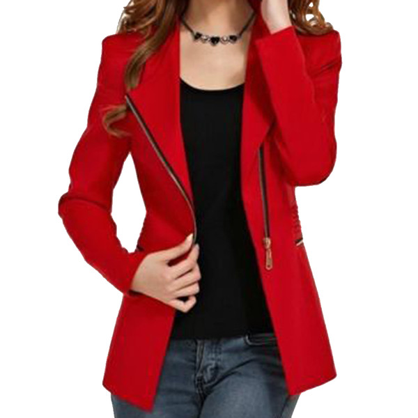 2017 NEW women's long-sleeve short winter jacket zipper jackets female coat woman's clothing outwear red 4 Size