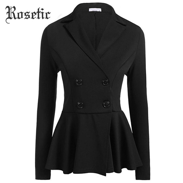 Rosetic Blazers Black Women Slim Spring Gothic Casual Coats Fashion Ruched Burgundy Office Sex Formal Work Business Goth Blazers