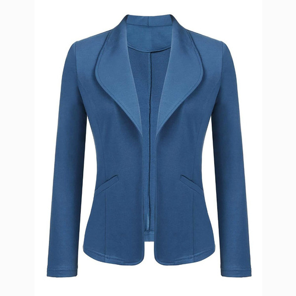 Women Suit Coat Long Sleeve Notched Neck Slim Blazers Office Lady Solid Color Cardigan Casual Work Outwear Suits Female