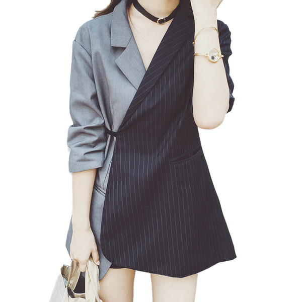 2017 Runway striped women jacket blazer Fashion tie waist jckets coat Elegant ladies office workwear Wrap blazer suit feminino