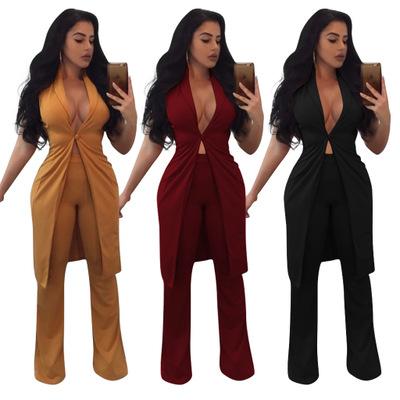 Womens Fashion Business Blazer Suits Two Pieces OL Pants Suits Single Button Long Coats and Bodycon Pants Ladies Office Suit