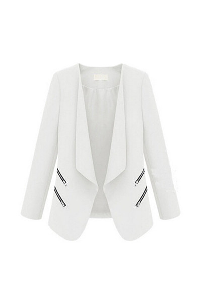 2017 NEW Vintage Women Basic Slim Suit Foldable Blazer Slim Fit Jacket Cardigan Outwear White