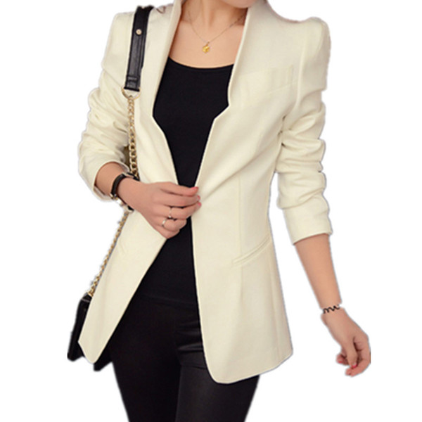 Plus Size 2017 Spring Women Long Shrug Shoulder Pads Slim Blazer Suit New Korean Blazers Jackets blaser feminino Coat JY633