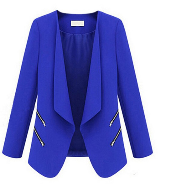MAKE Hot Vintage Women Basic Slim Suit Foldable Blazer Slim Fit Jacket Cardigan Outwear