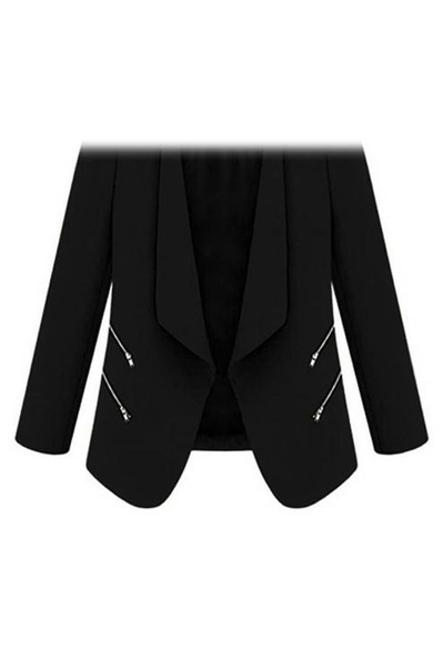 Vintage Women Basic Slim Suit Foldable Blazer Slim Fit Jacket Cardigan Outwear
