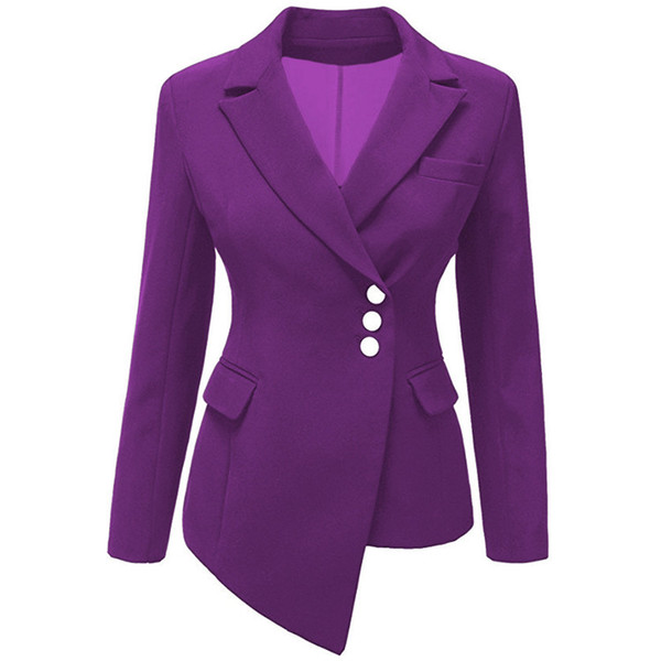 2019 women's Europe and the United States new women's long-sleeved asymmetric single-breasted irregular lapel small suit jacket