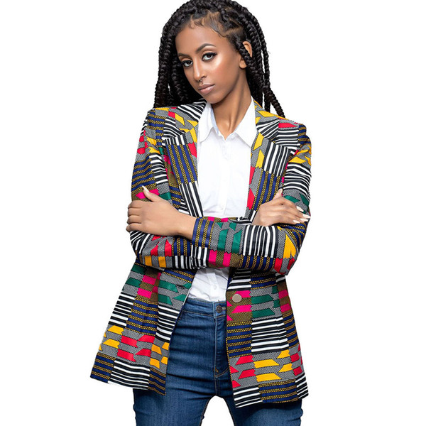 Womens Traditional African Print Slim Fit Blazer Jackets 2018 Fashion Notched Collar Ladies Casual Blazers Coat Dashiki Clothing L18101302