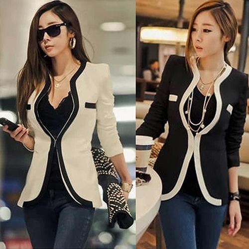 New Arrival Women's Fashion Business Coat Slim Fit Suit Blazer Pockets Long Sleeve Top L18101302