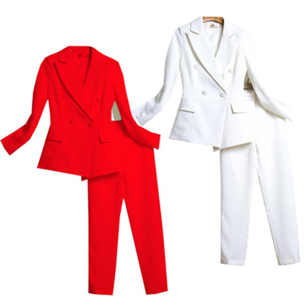 Fashion red slim small suit suit female ew temperament still casual professional hosted two-piece set female