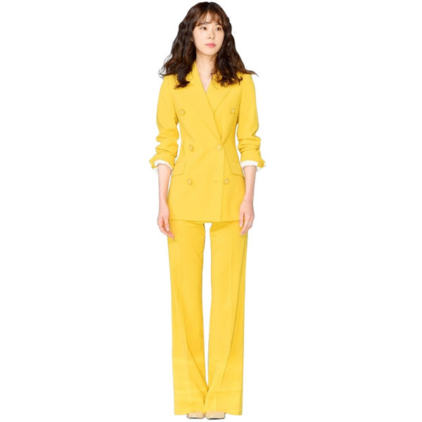 Women's handsome suit spring and autumn new slim suit jacket fashion flare pants casual professional two-piece JQ591