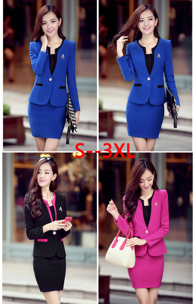 OL professional wear women's dress skirt long sleeve spring and autumn 2018 fashion suit ladies suit overalls size S--3XL
