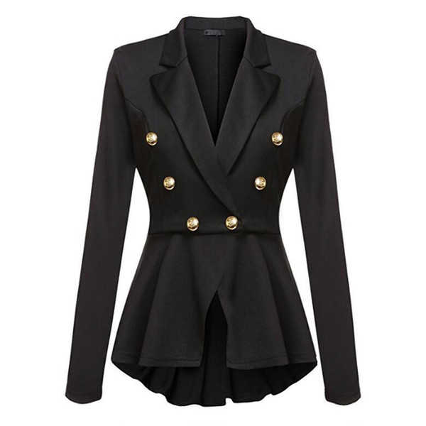 Fashion Suit Up Blazer Women Black Coat Spring Autumn Bougie Girl Double Breasted slim Botton Long Sleeve coats