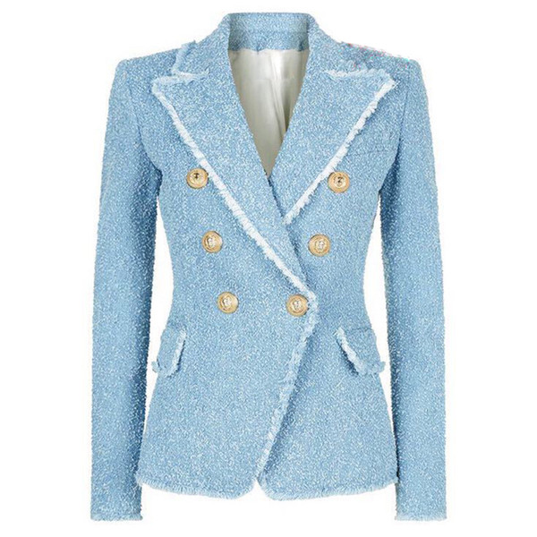 European and American Women's Foreign Trade Jacket 2019 Classic Metal Double-row Button-pulled Mauritius Braided Body-Shaping Suit Jacket