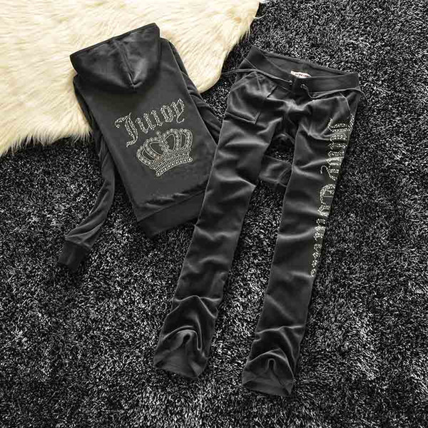 Spring/Fall 2017 Women's Brand Velvet Fabric Tracksuits Velour Suit Women Track Suit Hoodies And Pants fat sister sportswear