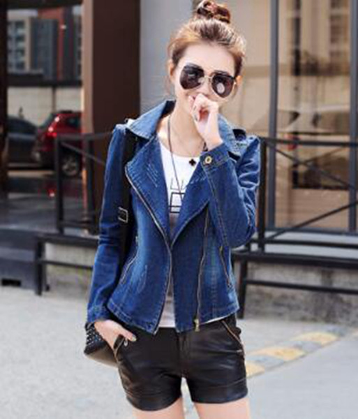 Women's Korean version of the new boutique special personality trend slim outdoor spring and autumn long sleeve denim suit jacket / S-2XL