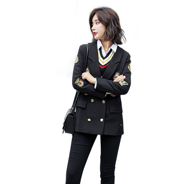 2019 New Special Offer Blazer Feminino Manga Longa Autumn Women's Fitted-up Jackets, Double-breasted Small Suits Women Blazers