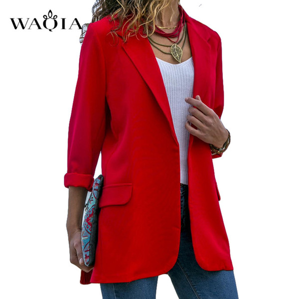 Fashion Women Casual Suit Coat Business Blazer Long Sleeve Jacket Outwear Office Ladies Solid Slim Black Blazer Mujer Feminino
