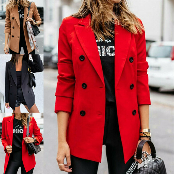 US Women Ladies Button Overcoat Solid Notch Long Clothing Fashion Trench Coat Blazer Ladies Winter Long Sleeve Jacket