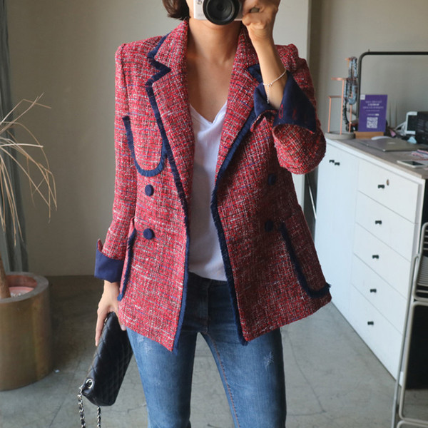 Genayooa 2019 Autumn Blazer Women High Quality Vintage Women Blazers And Jackets Pink Blazer Feminino Jacket Coat