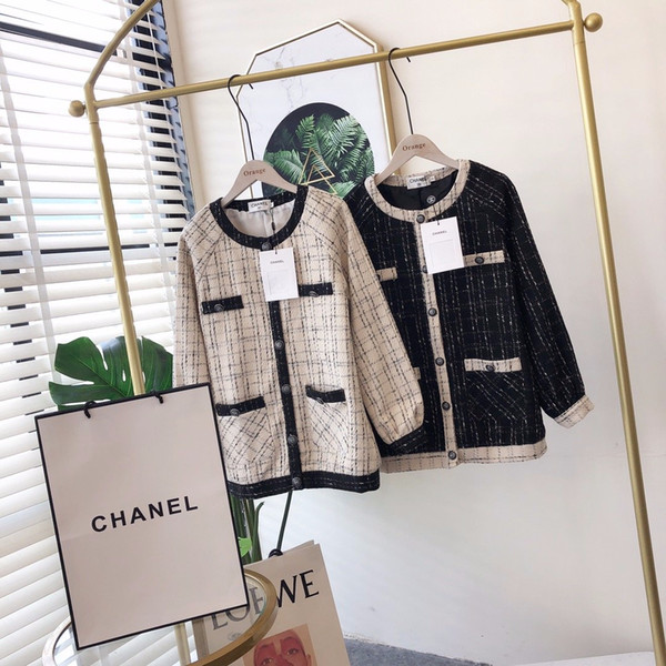 6587Real shot ladies hit color tweed plaid small fragrance short coat female autumn and winter new Korean temperament top