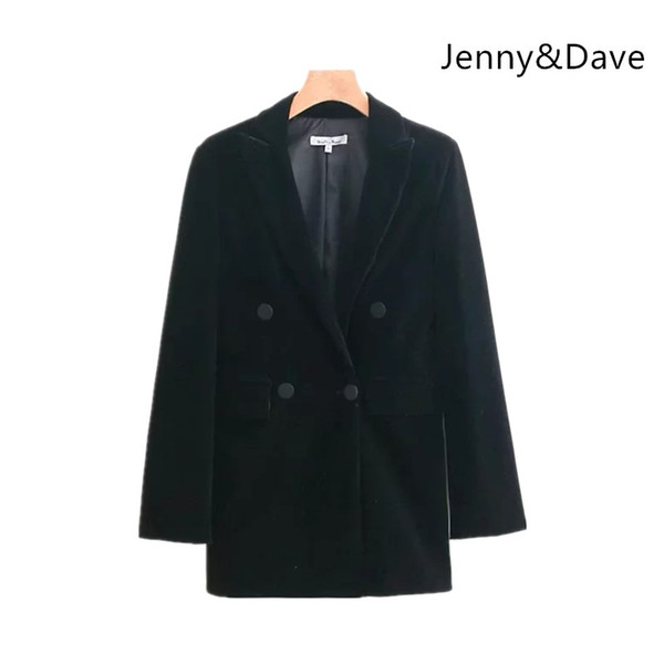 Jenny&Dave 2018 blazer feminino Casual noched reguar solid hidden breasted v-neck none blazers women Suit jacket plus size 1202