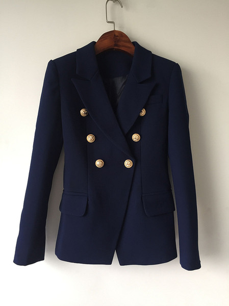 Women Blazers Office Jackets Blue Blazer Women Coat Casual Women's Double Breasted Metal Buttons Women's blazer J1