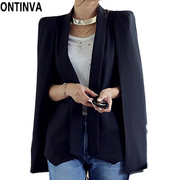 2019 New Fashion Ladies Blazer Slim Long Cloak Business Jackets Coat Femme Cape Elegant Korean Spring Fall White Blazer Outwear