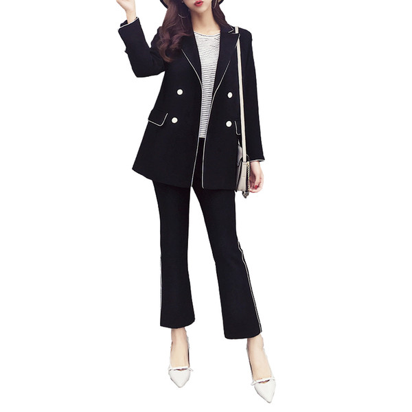 Women's suits British style spring and autumn new tooling small fragrance casual long-sleeved suit jacket slim nine pants suit
