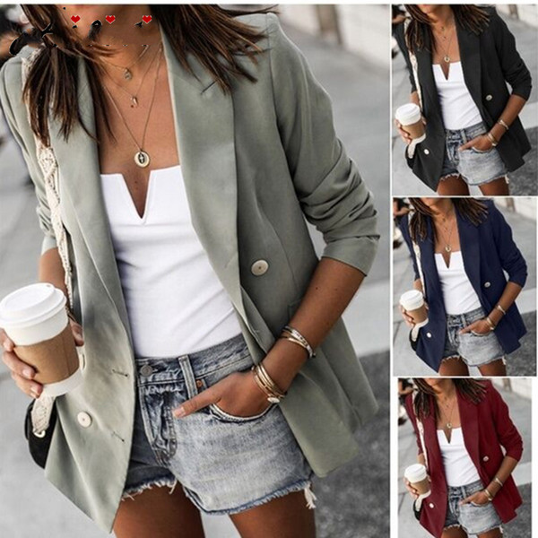 Blazer Women Long Sleeve Jackets Fashion Slim Female Work Office Lady Small Suit Coat Solid Spring Casual Women's Blazer