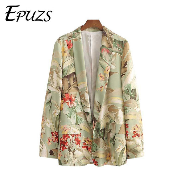 boho women blazers and jackets casual long sleeve women blazer coat korean floral leaves print blazer mujer 2019