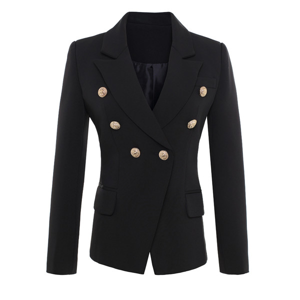 HIGH QUALITY New Fashion 2017 Runway Style Women's Gold Buttons Double Breasted Blazer Outerwear size S-XXL