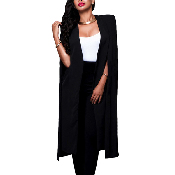 Womens Loose Long Cloak Blazer Cape Trench Cardigan Coat Open Front Split Sleeve Coat SSA-19ING