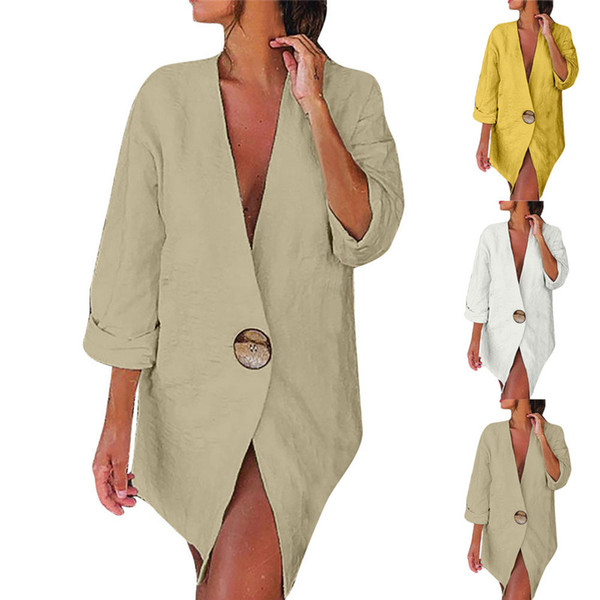 Women Sexy Fashion Slim Suit Blazer Ladies Outwear Solid Long Sleeve Jacket Coat Formal Single Button Work Jacket Blazer 
