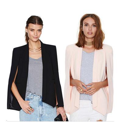 2019 new Fashion Women Long Sleeve Lapel OL Cool Jacket Cloak Coat Cape Casual Split Poncho Blazer Suit