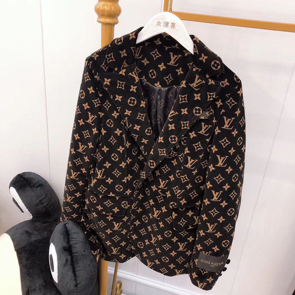 Exclusive custom new old flower printing pattern seiko European and American suit jacket classic pattern design fashion