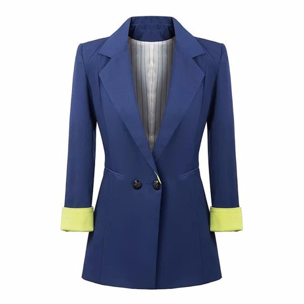 women jacket suit color matching two buckles slim women small suit blazer