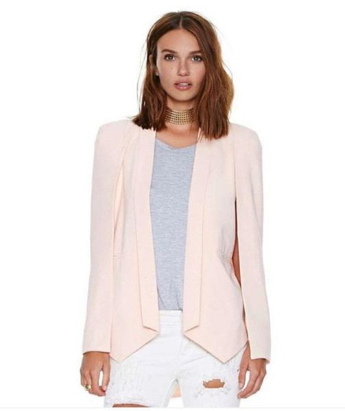 Wholesale free shipping Office Ladies Newest Hot Sale Spring Fitted Fashion Women's Split Long Sleeve Cape Blazer size XS-3XL 5 color
