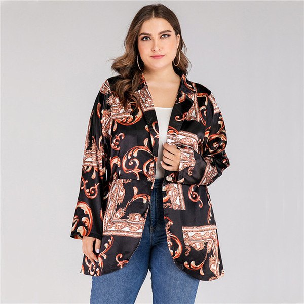 Ladies Autumn Jackets Women Plus Sizes Floral Printed Cardigan Tops Female Causal Coat Fashion Outwear Clothes