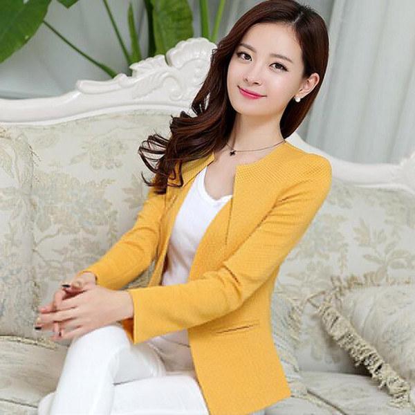 Spring Women Slim Blazer Coat New Fashion Casual Jacket Long Sleeve One Button Suit Ladies Blazers Work Business Suits