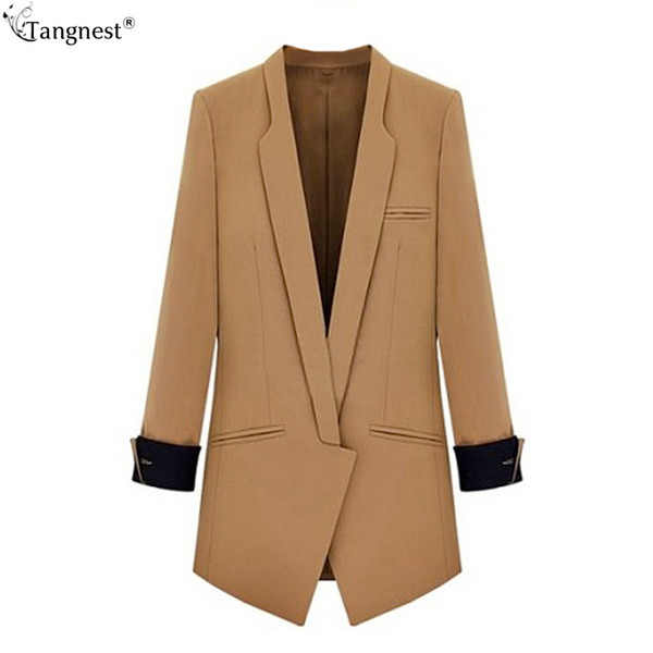 Wholesale-TANGNEST Women Slim Fit Blazers Jackets 2017 Style Elegant Suit Jacket Blazer V-neck Feminino Outwear WWX371