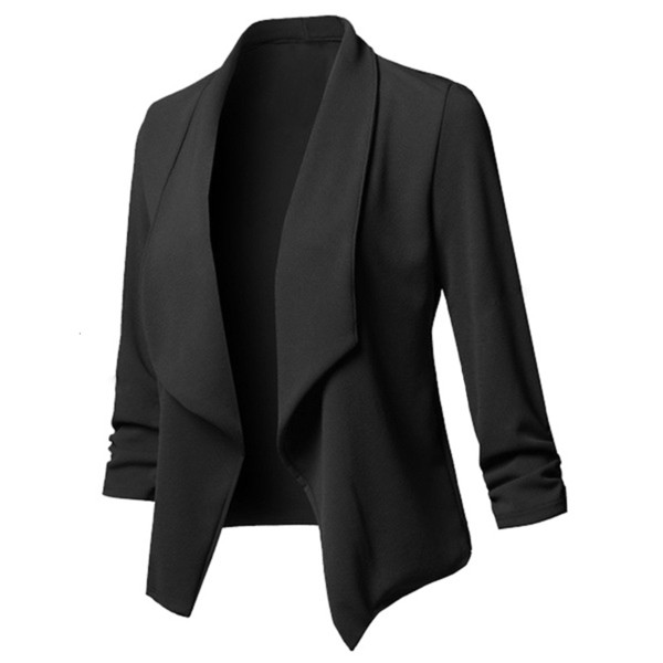 Solid Women Blazers Cardigan Coat Long Sleeve Women Blazers And Jackets Ruched Asymmetrical Casual Business Suit Outwear 