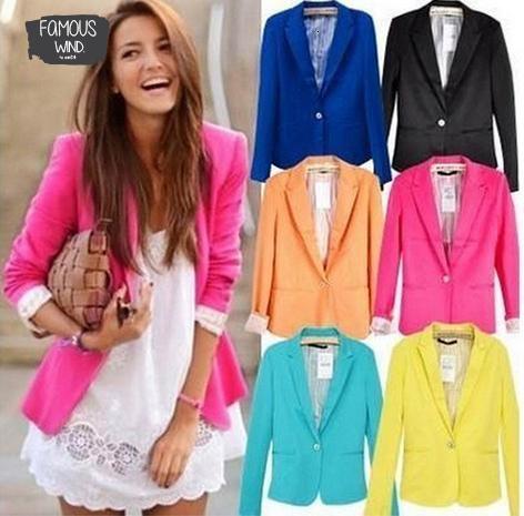 Women Jackets Blazers Spring Small Chiffon Basic Suit Jacket Candy Color Long Sleeve Slim Suit Button Women Jackets Wwt10739
