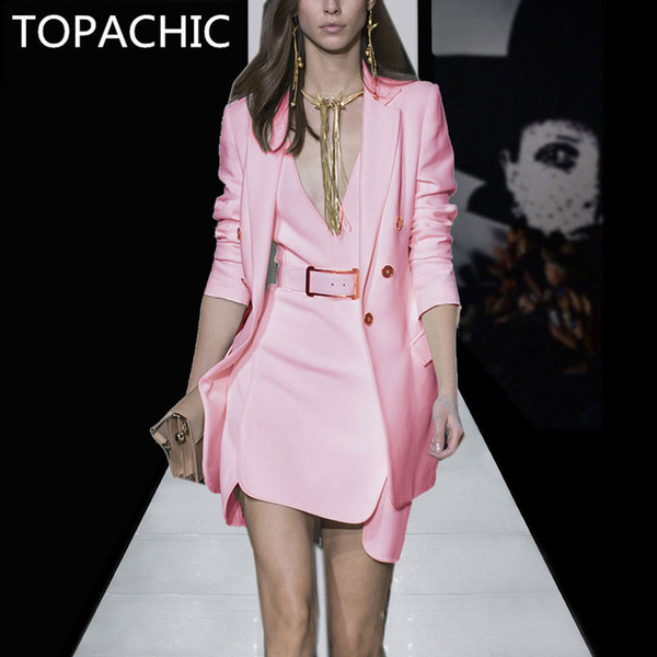 Runway High Quality Dress Suits Women New Arrival Pink Blazers Jacket and Dress Suits