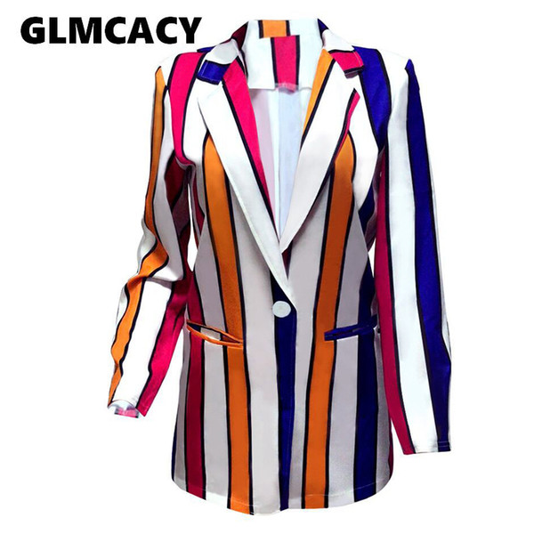 Women Striped Blazers Autumn Long Sleeve Ladies Jackets Elegant Work Tops Buttons Business Suits Sport Coats Streetwear