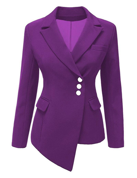 Pydownlake 2019 Spring Autumn Blazer Women Slim Long Sleeve Ladies Blazers Feminino OL Formal Work Small Suit Jacket Button Irregular Coat