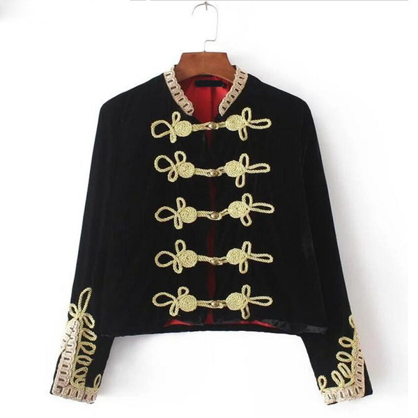Velvet jackets For Women Europe Style Stand Collar Long Sleeve Velvet Coat Women Spring Vintage Bomber jacket abrigos mujer