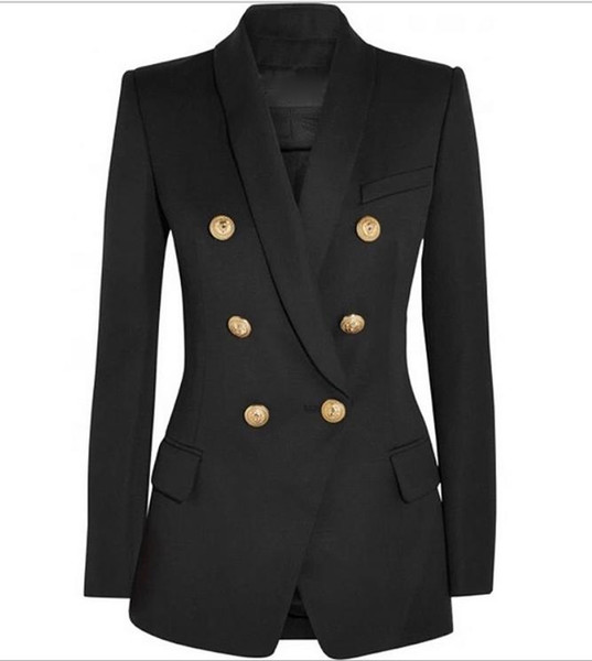 New With Label Brand B Top Quality Original Design Women's Double-Breasted Slim Jacket Metal Buckles Blazer Retro Shawl Collar Outwear
