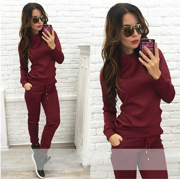 2 Colors Casual Tracksuit Sweatshirt&pants Suit Hoodies Women Pullover Suits Set Long Top Woman Free Shipping Sets Clothing